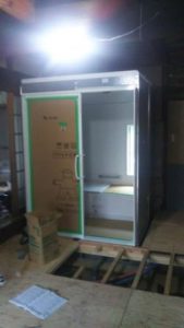 浴室・洗面・脱衣・トイレとの間仕切り壁施工を して、部屋構成は完了となります。